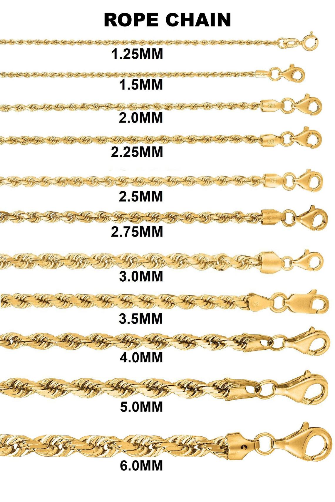 10K Hollow rope chain – Devon Jeweler