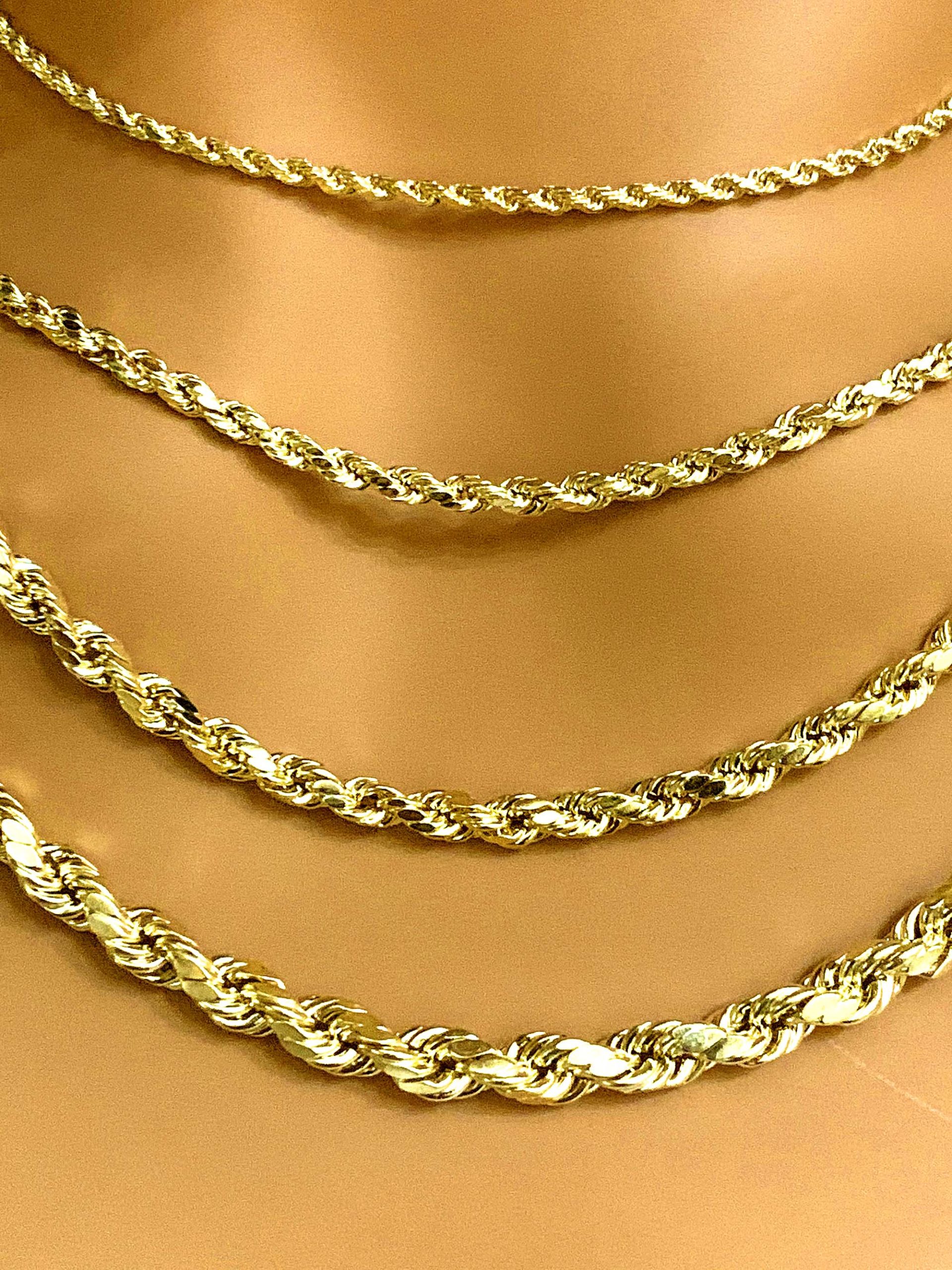 Hollow gold hotsell rope chain