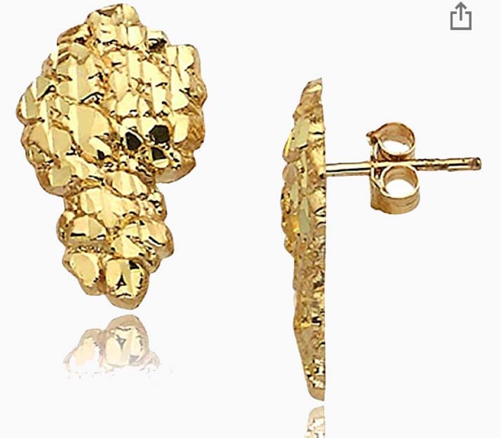 10K Gold Nugget Earring 2 sizes Devon Jeweler
