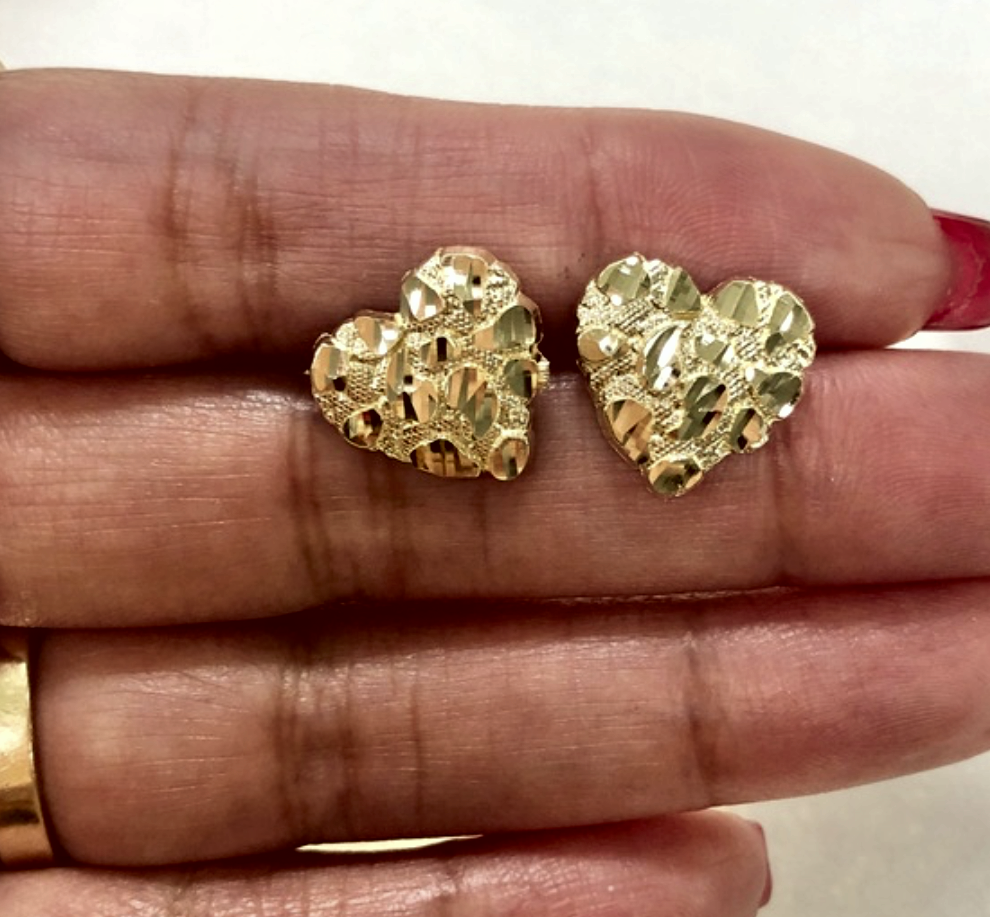 Gold nugget heart best sale earrings